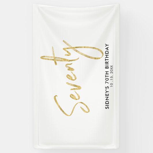 Gold & White, 70ste verjaardag feestdag, welkomstb Spandoek (Verticaal)