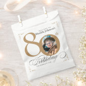 Gold White 80th Birthday Calligrafie Aangepaste fo Bedankzakje (Geknipt)