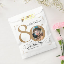 Gold White 80th Birthday Calligrafie Aangepaste fo Bedankzakje