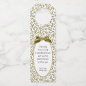 Gold/White 90th Birthday Party Flessenhanger (Voorkant)