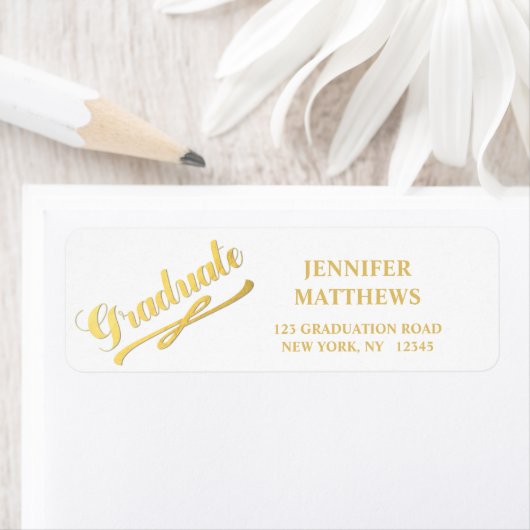 Gold White Afstuderen retouradres label (Insitu)