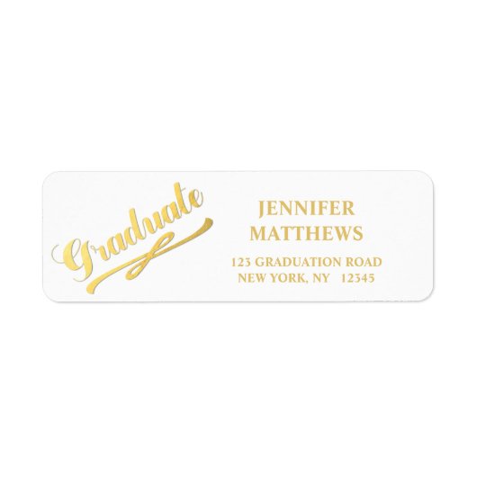 Gold White Afstuderen retouradres label (Voorkant)
