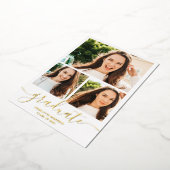 Gold white afstuderen script 3 foto's afstuderen folie uitnodiging (Gedraaid)