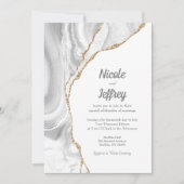 Gold & White Agate Elegant Wedding Invitation Kaart (Voorkant)
