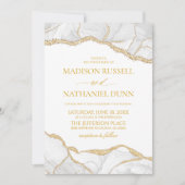 Gold White Agate Elegant Wedding Kaart (Voorkant)