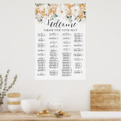 Gold White Alfabetical Quinceanera Seating Chart Poster (Keuken)