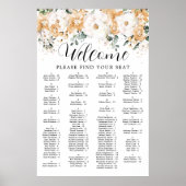 Gold White Alfabetical Quinceanera Seating Chart Poster (Voorkant)