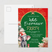 Gold, White And Green White Elephant Gift Exchange Feestdagenkaart (Voorkant / Achterkant)