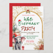 Gold, White And Green White Elephant Gift Exchange Kaart (Voorkant / Achterkant)