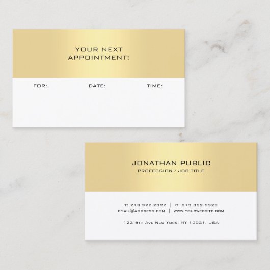 Gold White Appointherinnering Sjabloon legant Afsprakenkaartje (Voorkant / Achterkant)