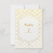 Gold & White Arabian Moroccan Glam Table Number Kaart (Voorkant)