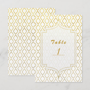 Gold & White Arabian Moroccan Glam Table Number Kaart