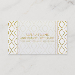 Gold & White Arabian Moroccan Refa Friend Card Aanbevelingskaartje