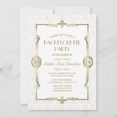 Gold White Art Deco 1920s Bachelorette Party Kaart (Voorkant)