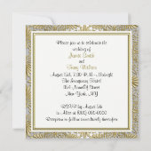 Gold White Art Deco Damask Wedding Invite 2 Kaart (Achterkant)