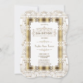 Gold White Art Deco Gatsby 20s 50th Birthday Party Kaart (Voorkant)