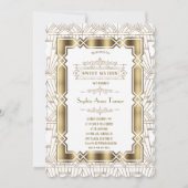 Gold White Art Deco Gatsby 20s Style Sweet 16 Kaart (Voorkant)
