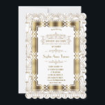 Gold White Art Deco Gatsby 20s Style Sweet 16 Kaart<br><div class="desc">Elegant,  Romantic Art Deco Great Gatsby-stijldesign. Het is voorzien van Art Deco-stijl,  faux Gold folie hoekige vorm,  ornamenten,  prachtige  lettertypen op een witte gouden Art Deco-achtergrond. Het gebruik past hulpmiddel aan om uw info toe te voegen. Ga voor overeenkomende objecten naar mijn Collectie met hoekstijl</div>