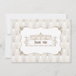 Gold White Art Deco Great Gatsby 1920s Hartelijk d Bedankkaart