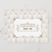 Gold White Art Deco Great Gatsby 1920s Hartelijk d Bedankkaart (Voorkant / Achterkant)
