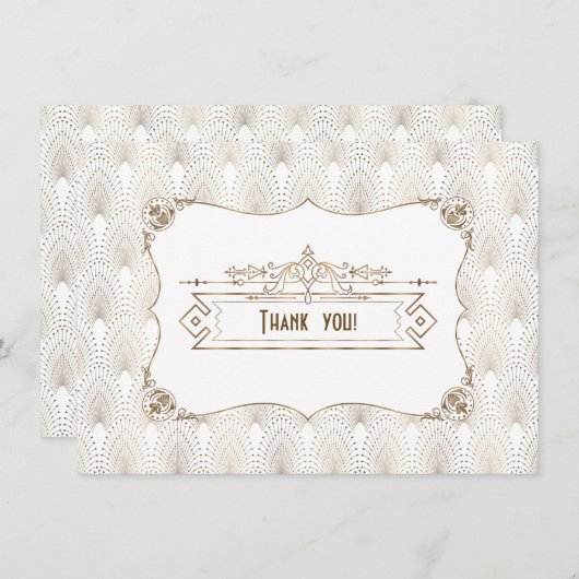 Gold White Art Deco Great Gatsby 1920s Hartelijk d Bedankkaart (Voorkant / Achterkant)