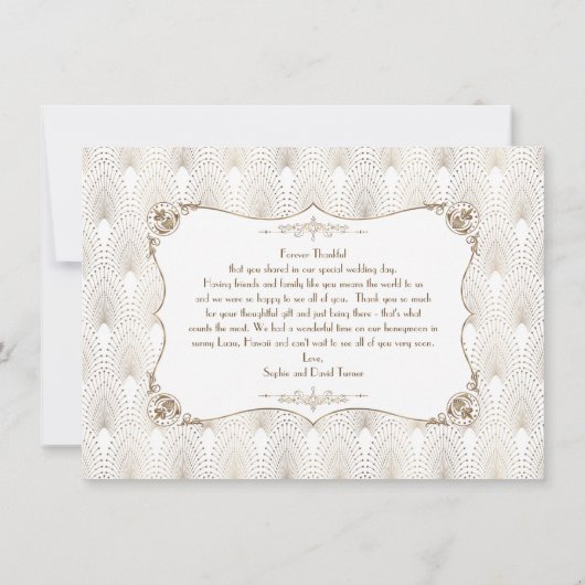 Gold White Art Deco Great Gatsby 1920s Hartelijk d Bedankkaart (Achterkant)