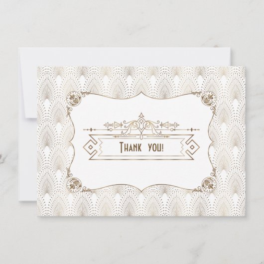 Gold White Art Deco Great Gatsby 1920s Hartelijk d Bedankkaart (Voorkant)
