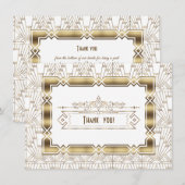 Gold White Art Deco Great Gatsby 1920s Hartelijk d Bedankkaart (Voorkant / Achterkant)