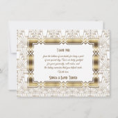 Gold White Art Deco Great Gatsby 1920s Hartelijk d Bedankkaart (Achterkant)