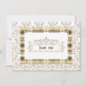Gold White Art Deco Great Gatsby 1920s Hartelijk d Bedankkaart (Voorkant)
