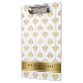 Gold & White Art-Deco Leafs Pattern Klembord (Links)