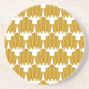 Gold & White  Art Deco Pattern Zandsteen Onderzetter
