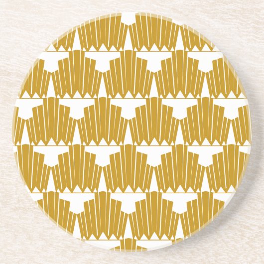 Gold & White  Art Deco Pattern Zandsteen Onderzetter (Voorkant)