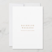 Gold & White Bachelor Weekend Invitation Kaart (Voorkant)