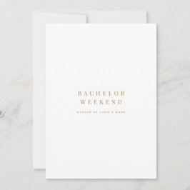 Gold & White Bachelor Weekend Invitation Kaart