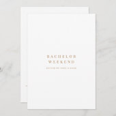 Gold & White Bachelor Weekend Invitation Kaart (Voorkant / Achterkant)