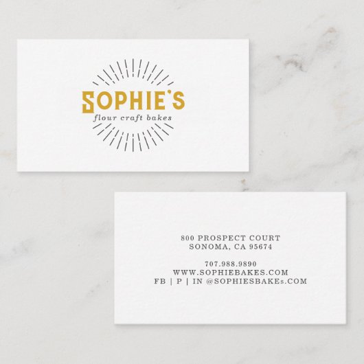 Gold White Baker Bakery Logo Visitekaartje (Voorkant / Achterkant)