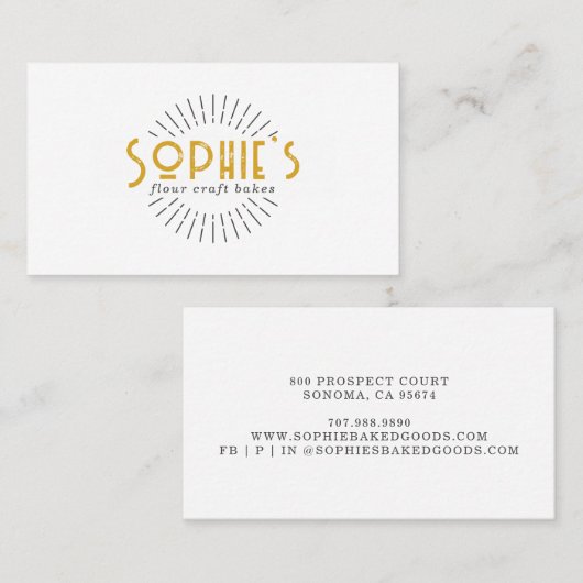 Gold White Baker Bakery Logo Visitekaartje (Voorkant / Achterkant)