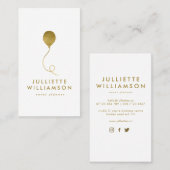 Gold & White ballon Event Planner Social Media Visitekaartje (Voorkant / Achterkant)