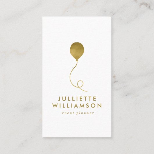 Gold & White ballon Event Planner Social Media Visitekaartje (Voorkant)