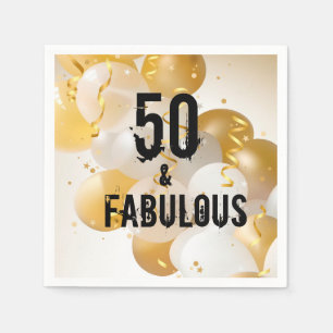 Gold White Balloons 50 en Fabulous Servet