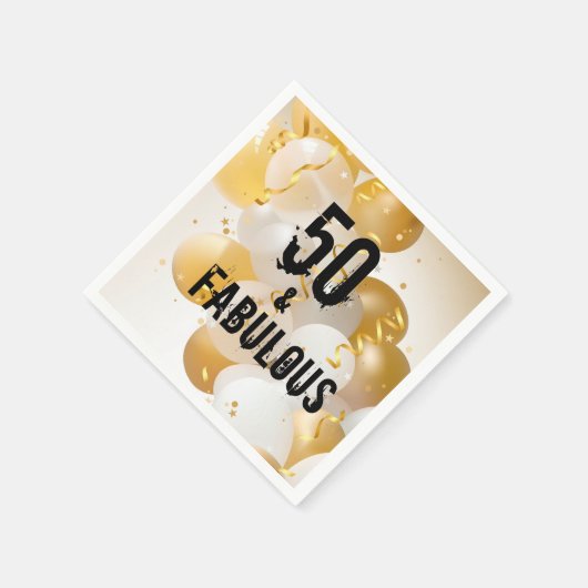 Gold White Balloons 50 en Fabulous Servet (Hoek)