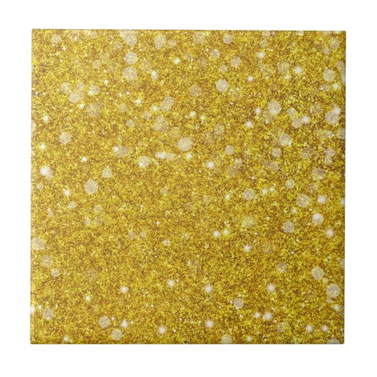 Gold White Bauble Color Faux Glitter Solid Tegeltje (Voorkant)