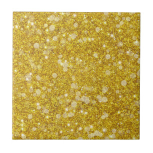 Gold White Bauble Color Faux Glitter Solid Tegeltje