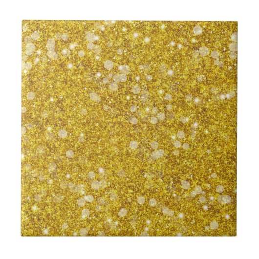 Gold White Bauble Color Faux Glitter Solid Tegeltje (Voorkant)