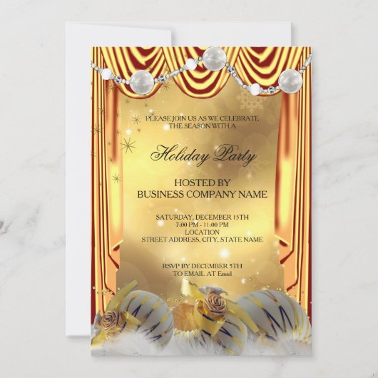 Gold White Baubles kerstfeestdag Kaart (Voorkant)