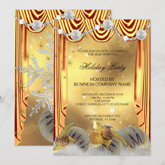 Gold White Baubles kerstfeestdag Kaart (Voorkant / Achterkant)