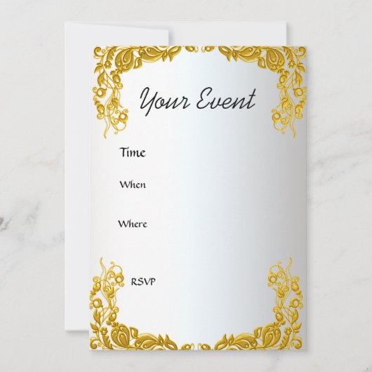 Gold White Birthday Invitation Kaart (Voorkant)