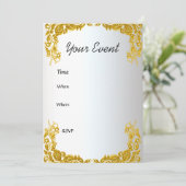 Gold White Birthday Invitation Kaart (Staand voorkant)