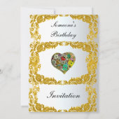 Gold White Birthday Invitation Kaart (Achterkant)